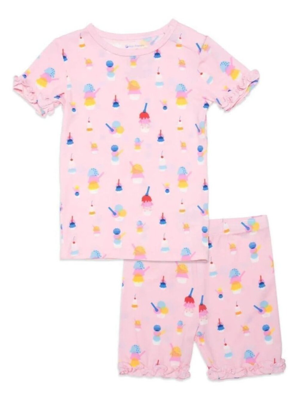 NWT Magnetic Me Pink Sundae Funday Short Sleeve Pajama Set with Ruffles 18-24M